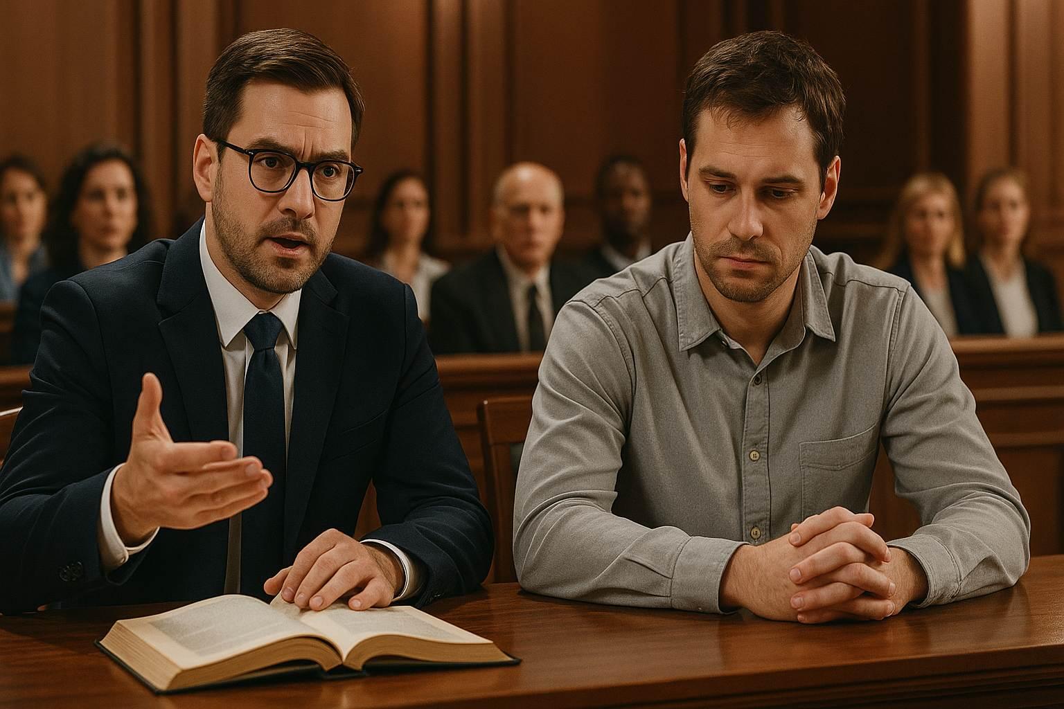 Barrister and solicitor preparing for a criminal appeal hearing in a London court